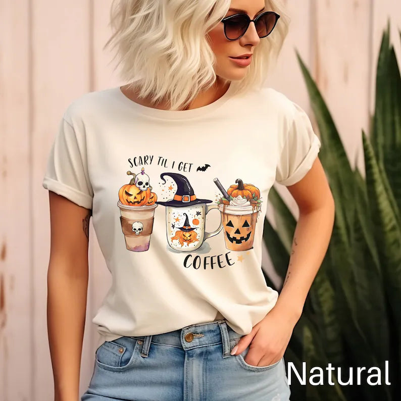 Customize Pumpkin Coffee Shirt, Spooky Coffee Shirt