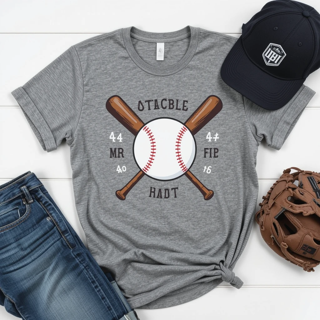 Customized Curve Bat Baseball Graphic T-Shirt