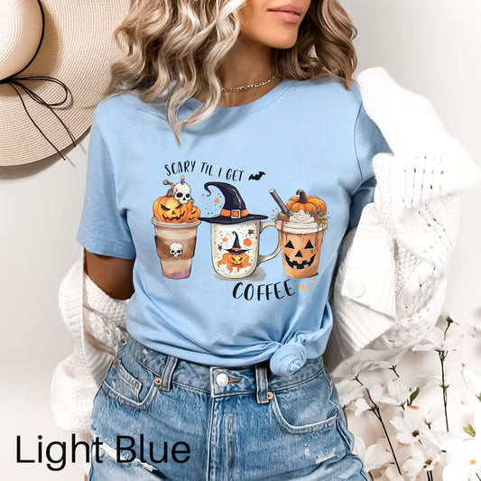 Customize Pumpkin Coffee Shirt, Spooky Coffee Shirt
