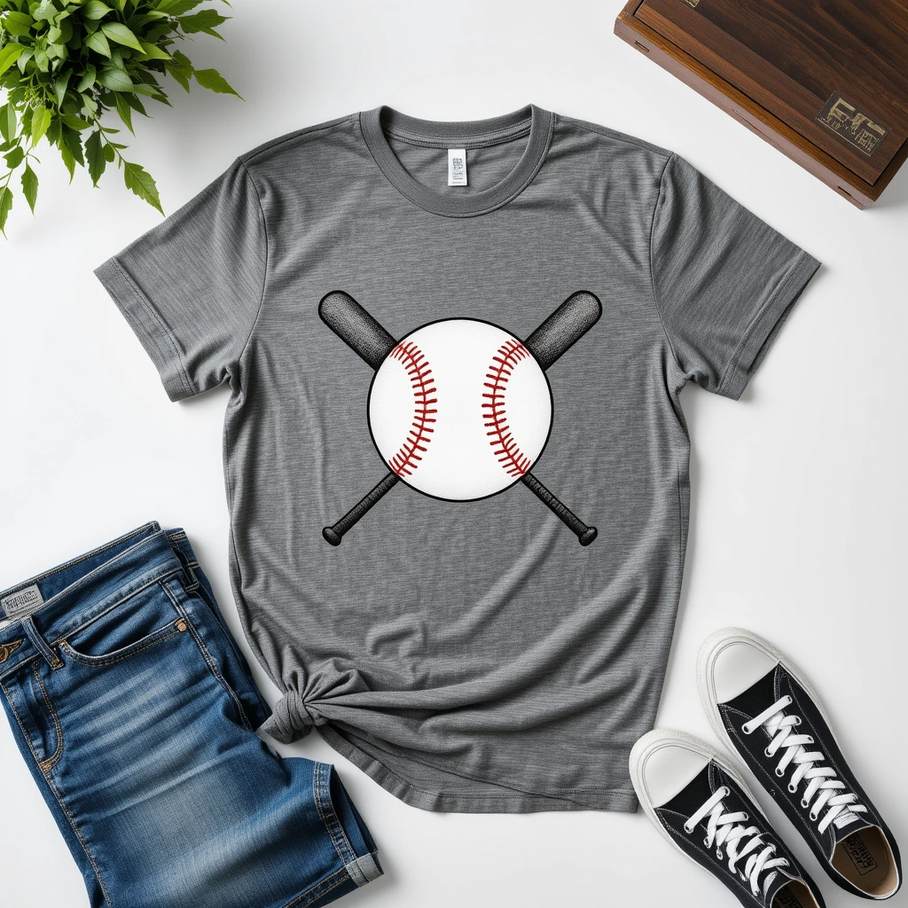 Customized Curve Bat Baseball Graphic T-Shirt